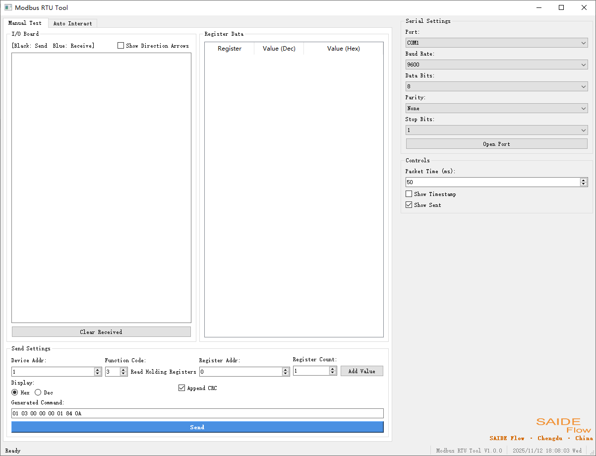Modbus RTU Tool Interface